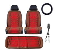 Fxiaobin Super warm and comfortable professional, , Non-Slip Easy Install Winter Driving Kit, heated car seat cover,brown-fiveseats+steeringwheelcover