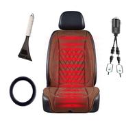 Fxiaobin Super warm and comfortable professional, , Non-Slip Easy Install Winter Driving Kit, heated car seat cover,brown-singleseat+steeringwheelcover
