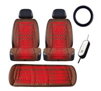 Fxiaobin Super warm and comfortable professional, , Non-Slip Easy Install Winter Driving Kit, heated car seat cover,brown-fiveseats+steeringwheelcover