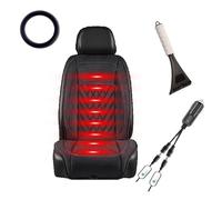 Fxiaobin Super warm and comfortable professional, , Non-Slip Easy Install Winter Driving Kit, heated car seat cover,Black-singleseat+steeringwheelcover