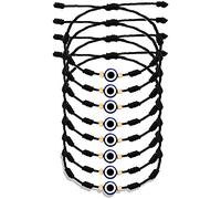 Fxiqini 8Pcs Woven Bracelets Rotating Evil Eye Adjustable 7 Knots Hamsa Hand String Kabbalah Bangle Braided String Red/Black Rope Cord String Bracelet for Women Men, Nylon, not known