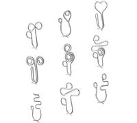 Fxiqini 9Pcs African Nose Cuff Non Piercing Clip On Nose Ring Stainless Steel Fake Nose Ring for Women Men Silver Gold Tone 20G, Stainless Steel, not known