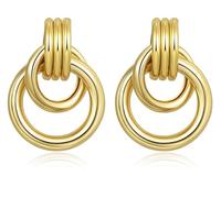 Fxiqini Gold Knot Earrings Geometric Drop Dangle Earrings Chunky Statement Earrings for Women Jewelry Gifts Gold Silver Tone, Zinc, No Gemstone