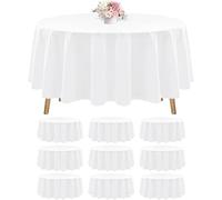 FXKS 10 Pack White Round Tablecloths, 229 cm Polyester Table Cloth