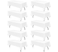 FXKS 10 Pack White Tablecloth 153 x 260 cm, Rectangle 6 FT Table Cloth, Stain and Wrinkle Resistant Washable Polyester Red Tablecloths for Dining Table, Buffet Parties and Wedding