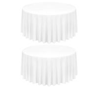 FXKS 2 Pack White Round Tablecloths, 300 cm Polyester Table Cloth
