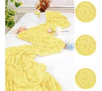 FXKS 3 PCS Light Yellow Table Runner,90x300cm Cheesecloth Table Runners,Romantic Sheer Tablerunner,10FT Gauze Boho Table Runners,Rustic Cheese Cloth Table Runner for Wedding Party Bridal Shower Table