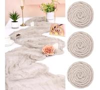 FXKS 3 PCS Rose Brown Table Runner,55x300cm Cheesecloth Table Runners,Romantic Sheer Tablerunner,10FT Gauze Boho Table Runner,Rustic Cheese Cloth Table Runner for Wedding Party Bridal Shower Table