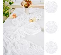 FXKS 3 PCS White Table Runner,90x300cm Cheesecloth Table Runners,Romantic Sheer Tablerunner,10FT Gauze Boho Table Runner,Rustic Cheese Cloth Table Runner for Wedding Party Bridal Shower Table