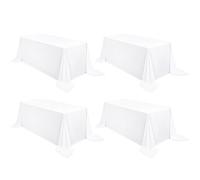 FXKS 4 Pack White Polyester Tablecloth 90 x 132 Inch, 8 FT Rectangle Table Cloth,Stain and Wrinkle Resistant Washable Tablecloths Table Cover for Dining Table, Buffet Parties and Wedding