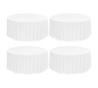 FXKS 4 Pack White Round Tablecloths, Diameter of 108 inch