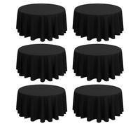 FXKS 6 Pack Black Round Tablecloth 108 Inch Circular Black Table Cloth Stain and Wrinkle Resistant Tablecloths Reusable and Washable Polyester Fabric Table Covers for Buffet Wedding Party and Banquet