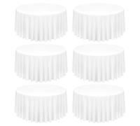 FXKS 6 Pack White Round Tablecloths, Diameter of 120 inch