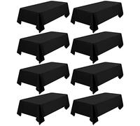 FXKS 8 Pack Black Rectangle Tablecloth 153 x 260 cm Polyester Fabric Table Cover for 6ft Rectangle Tables, Machine Washable Table Cloth for Restaurant, Buffet, Parties and Wedding (60 x 102 Inch)