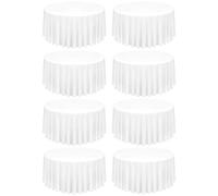 FXKS 8 Pack White Round Tablecloth 300 cm Circle Polyester Table Cloth, Washable Fabric Stain and Wrinkle Resistant Table Cover Round Table Clothes for Wedding Parties Banquet Reception Dining