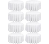 FXKS 8 Pack White Round Tablecloths, Diameter of 90 inch