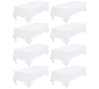 FXKS 8 Pack White Tablecloth 153 x 260 cm, Rectangle 6 FT Table Cloth, Stain and Wrinkle Resistant Washable Polyester Red Tablecloths for Dining Table, Buffet Parties and Wedding