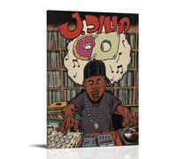 FXLIBH J Dilla Music Poster Canvas Wall Art Living Modern Family Bedroom Music Movie Cartoon Poster 12x18inch(30x45cm) Frame-style
