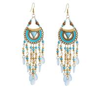 fxmimior Bohemian Beaded Dangle Earrings for Women Ethnic Enamel Teardrop Chandelier Statement Jewelry for Party Prom Wedding Christmas, M, Metal, alloy