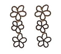 fxmimior Bohemian Fashion Women Black Rhinestone Geometry Circle Tassels Earrings Statement Drop Sparkly Earrings Simple Black Dangle Earrings Gothic Halloween Party Prom Sexy Punk Black Earrings for