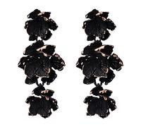 fxmimior Bohemian Fashion Women Black Rhinestone Geometry Circle Tassels Earrings Statement Drop Sparkly Earrings Simple Black Dangle Earrings Gothic Halloween Party Prom Sexy Punk Black Earrings for