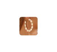 fxmimior Bohemian Gold Shell Drop Earrings Summer Seaside Gold Circle Hoop Earrings Shell Dangle Earrings for Women