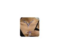 fxmimior Boho Bridal Wedding Fashion Prom Shinny Y Long Necklace Black Blue Rhinestones Choker Necklace Earrings Set Dainty Sexy Choker Necklace Black Halloween Red Christmas Necklace for Women, Metal