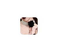 fxmimior Boho Red Rose Flower Round Pearl Tassels Choker Necklace Multi Strands Vintage Red Pearls Crystal Halloween Long Black Rose Flower Choker Necklace for Women, Metal, crystals