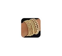 fxmimior Boho Stackable Simple Beads Bracelets for Women Gold Silver Bracelet Stack Bangle Bracelet Set for Women Beaded Cuban Link Chain Bracelets for Women 8Pcs, L, Silver, alloy