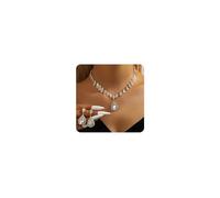 fxmimior Vintage Crystal Rhinestone Oval Teardrop Pendent Statement Choker Bib Necklace Earrings Set Sparkly Tassel Oval Necklace Teardrop Dangle Earrings Wedding Prom Party Bridal Jewelry Set, M