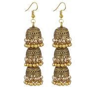 fxmimior Vintage Indian Long Tassel Round Bell Jhumka Earrings Boho Ethnic Drop Hanging Beads Dangle Statement Jhumki Gypsy Chandelier Drop Dangling Bollywood Earrings for Women, M, Metal, alloy