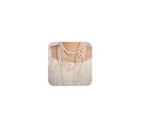 fxmimior Women Boho 1920s Long Pearls Necklaces Gold Dainty Pearls Layered Choker Necklaces Fashion Chunky Pendant Multilayer Adjustable Layering Chain Necklaces for Women