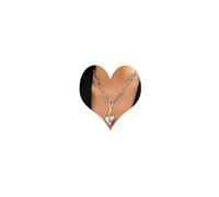 fxmimior Y Long Boho Fashion Prom Shinny Silver Gold Love Heart Chunky Layered Choker Necklace Dainty Sexy Body Chain Choker Necklace Halloween Christmas Punk Love Necklace for Women, Metal, beads