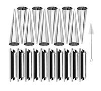 Fxndknjks 20Pcs Cream Horn Stainless Steel Cone Tubular Shaped Mold Mold for Cannoli Tubes with Cleaning Brush