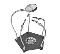 Fxndknjks Table Soldering Helping Hands Metal Soldering Auxiliary Clip with Alligator Clip Magnifier for PCB Board Weld Repair Soldering Station Third Hand Tool