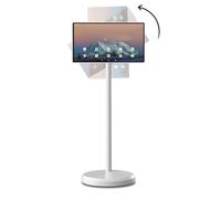 FXNFXLA 21.5 inch Portable TV on Wheels, 1080P Rotatable Stand by Me TV Touch Screen with Android 12 OS, 60Hz Refresh Rate, Built-in Battery(5-8H)