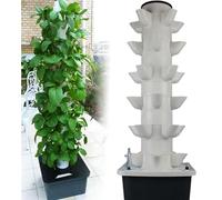 FXNFXLA Hydroponic Growing System for Indoor Herbs, Fruits, And Vegetables, Aeroponic Tower Garden with Hydrating Pump, Adapter, Net Pots, and Timer(Color:25holes)