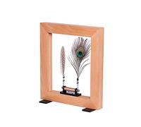 FXNFXLA Slow Motion Frame, Led Optical Illusion Sculpture Photo Frame with Feather& Peacock Hair, Wooden Slow Dance Frame, for Slow Down Time Action(Color:Pine solid wood)