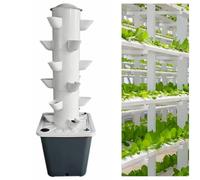 FXNFXLA Small Hydroponic Tower 18-Hole Balcony Hydroponics Growing System Kit with Pump, Timer, Automatic Watering, Suitable for Beginners to Grow Vegetables, Fruits