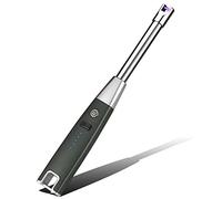 FXNFXLA USB Electronic Rechargeable Arc Igniter, Electric Lighter, Metal Windproof Kitchen Gas Stove Igniter, with LED Battery Display, for Candle Cooking BBQ(Color:A)