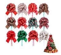 FXNT 12 Pack 5inch Wide Gift Pull Bows Assorted Patterns Ribbon for Holiday Decorations Gift Wrapping Bouquet Hamper Wreath