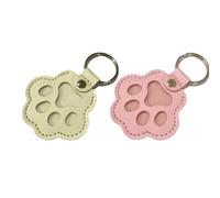 FXNT Dog & Cat Hair Collector Keyring - Pet Fur Memorial Storage Box Leather Paw Shape Keychain Keepsake for Cherished Pets 2 Pack (Pink&Beige)