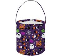 FXOCSHE Halloween Trick or Treat Bucket,Cute Bucket,Candy Tote with Handles,Creepy Party Stuff for The Kids,Kids Room Decor(Terrifying Halloween)