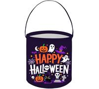 FXOCSHE Halloween Trick or Treat Bucket,Halloweens Bucket,Candy Tote with Handles,Party Supplies for Kids,Holiday Party Decoration Gift Basket(Skull Halloween)