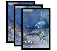 Fxojyvo 11x16 Picture Frame Set of 3, Black Frame for 11 x 16 Inch Picture Poster Photo, Light Weight and High Transparent 11 by 16 Frame for Wall - 3 Pack/Black/11 x16