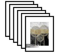 Fxojyvo 16x20 Picture Frame Set of 6, Display Poster 11x14 with Mat or 16 x 20 Without Mat, Light Weight and High Transparent 16 by 20 Frame for Wall - 6 Pack/Black/16 x20