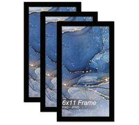Fxojyvo 6x11 Picture Frame Set of 3, Black Frame for 6 x 11 Inch Picture Poster Photo, Light Weight and High Transparent 6 by 11 Frame for Wall - 3 Pack/Black/6"x11"