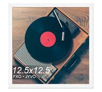 Fxojyvo Engineered Wood Vinyl Record Frame for the Wall Display Album Cover, White 12.5 x 12.5 Frame with Wood-grain for any 12 Inch LP Record - 1 Pack