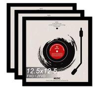 Fxojyvo Vinyl Record Frame for the Wall Display Album Cover, Black 12.5 x 12.5 Frame for any 12 Inch LP Record with Cover - 3 Packs/Black