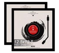 Fxojyvo Vinyl Record Frame for the Wall Display Album Cover, Black 12.5 x 12.5 Frame for any 12 Inch LP Record with Cover - 2 Packs/Black